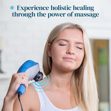 Load image into Gallery viewer, TheraFlow Handheld Deep Tissue Percussion Massager. Muscles, Back, Body, Neck, Foot, Shoulder, Scalp, Head. Trigger Point Pain Relief, Relaxation. Attachments for Acupoint, Shiatsu, Kneading. Gift