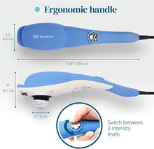 Load image into Gallery viewer, TheraFlow Handheld Deep Tissue Percussion Massager. Muscles, Back, Body, Neck, Foot, Shoulder, Scalp, Head. Trigger Point Pain Relief, Relaxation. Attachments for Acupoint, Shiatsu, Kneading. Gift